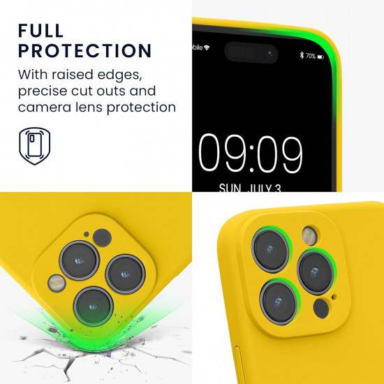 KW iPhone 15 Pro Max Θήκη Σιλικόνης Rubberized TPU - Bright Yellow