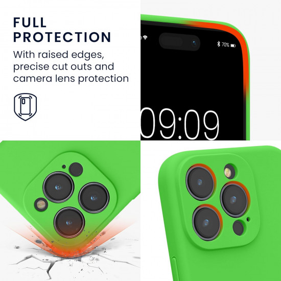 KW iPhone 15 Pro Θήκη Σιλικόνης Rubberized TPU - Lime Green