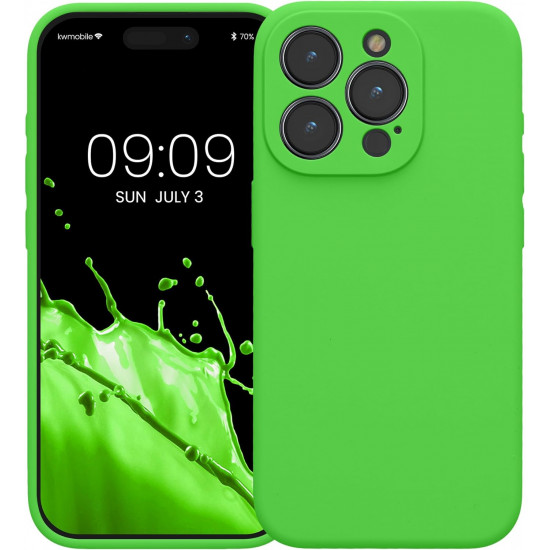 KW iPhone 15 Pro Θήκη Σιλικόνης Rubberized TPU - Lime Green