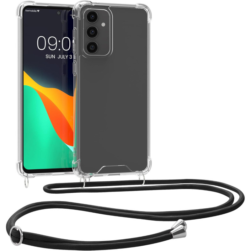 KW Samsung Galaxy S23 FE Θήκη Σιλικόνης TPU με Λουράκι - Διάφανη / Black