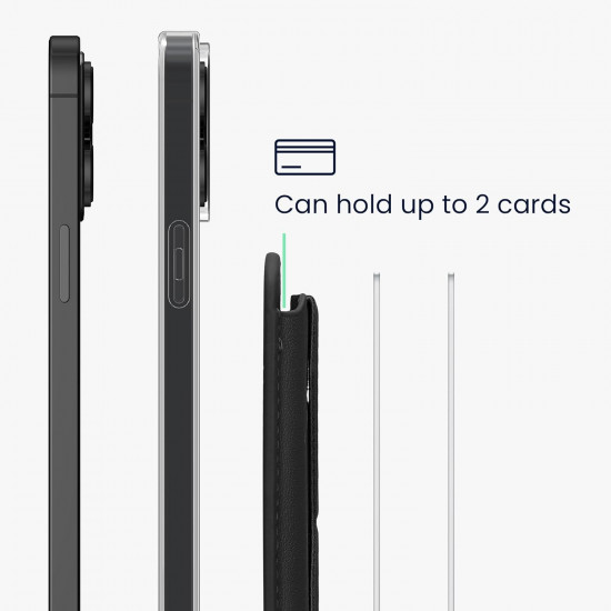 KW iPhone 12 / 13 / 14 / 15 Series Μαγνητική Θήκη για Πιστωτικές Κάρτες από Συνθετικό Δέρμα με Stand - Black
