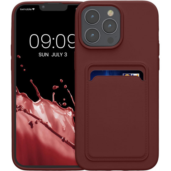 KW iPhone 15 Pro Max Θήκη Σιλικόνης TPU με Υποδοχή για Κάρτα - Tawny Red
