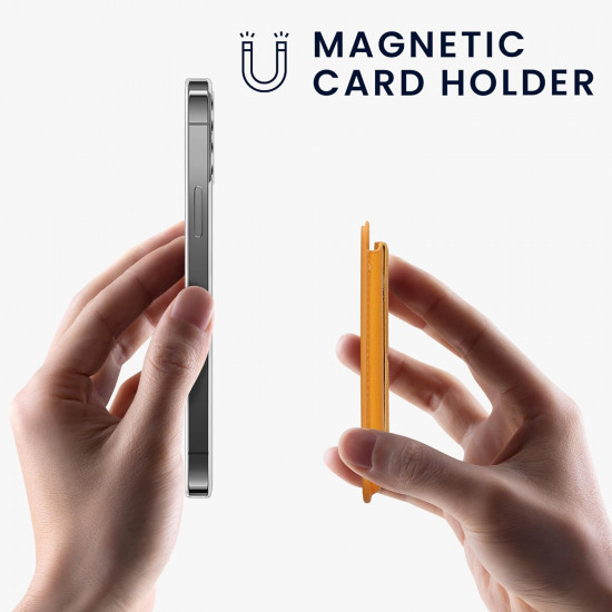 KW iPhone 12 / 13 / 14 / 15 Series Μαγνητική Θήκη για Πιστωτικές Κάρτες από Συνθετικό Δέρμα με Stand - Yellow