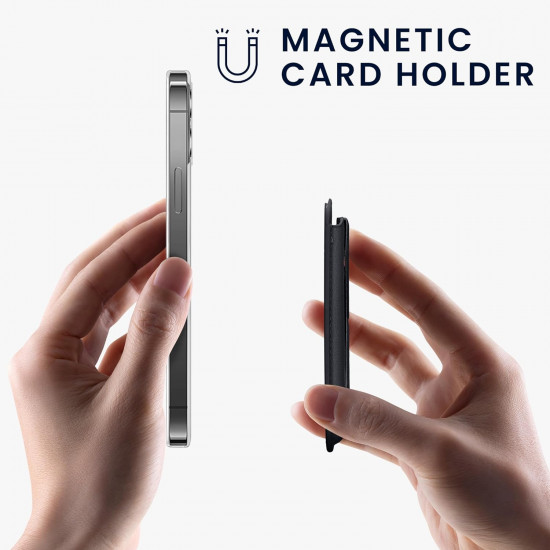 KW iPhone 12 / 13 / 14 / 15 Series Μαγνητική Θήκη για Πιστωτικές Κάρτες από Συνθετικό Δέρμα με Stand - Dark Blue
