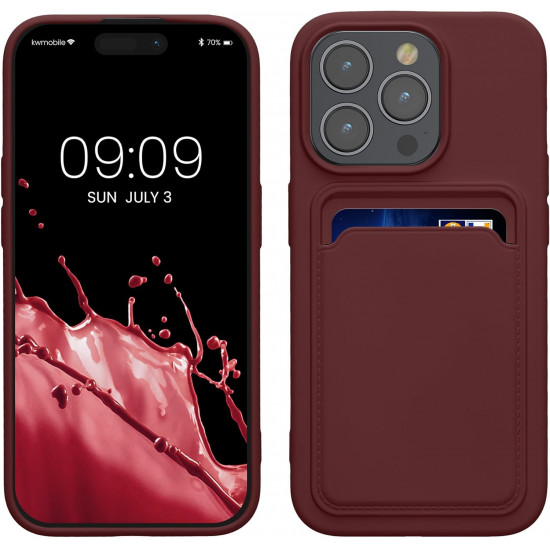 KW iPhone 15 Pro Θήκη Σιλικόνης TPU με Υποδοχή για Κάρτα - Tawny Red