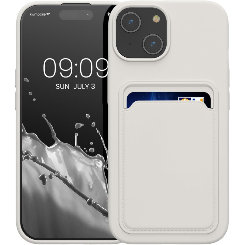 KW iPhone 15 Θήκη Σιλικόνης TPU με Υποδοχή για Κάρτα - White