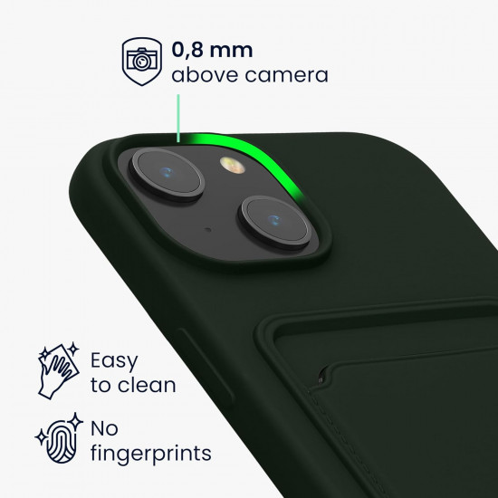 KW iPhone 15 Θήκη Σιλικόνης TPU με Υποδοχή για Κάρτα - Dark Green
