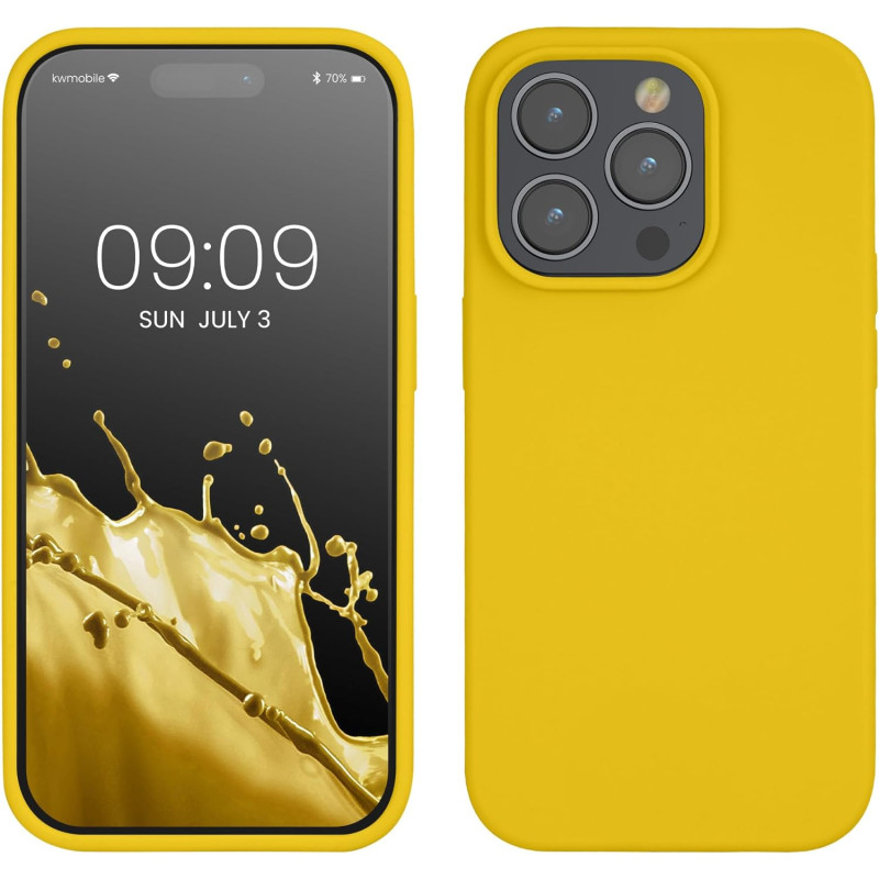 KW iPhone 14 Pro Θήκη Σιλικόνης Rubberized TPU - Bright Yellow
