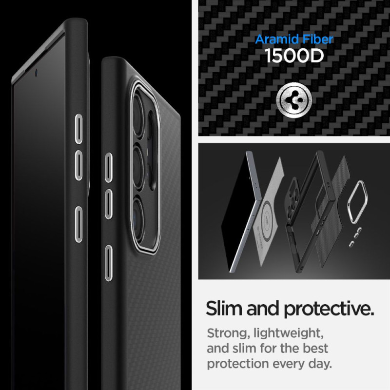Spigen Samsung Galaxy S24 Ultra Enzo Aramid Mag Σκληρή Θήκη Aramid Fiber με MagSafe - Matte Black Spigen Samsung Galaxy S24 Ultra Enzo Aramid Mag Σκληρή Θήκη Aramid Fiber με MagSafe - Matte Black