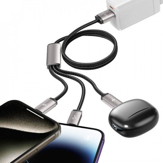 Tech-Protect UltraBoost 3in1 Καλώδιο Δεδομένων και Φόρτισης USB to Lightning / Type-C / Micro USB 3.5A - 1m - Grey