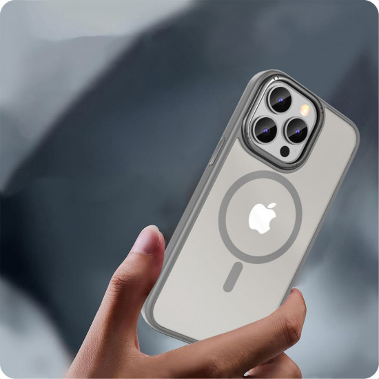 Tech-Protect iPhone 15 Pro Max MagMat 2 - Σκληρή Θήκη με Πλαίσιο Σιλικόνης και MagSafe - Matte Titanium / Ημιδιάφανη