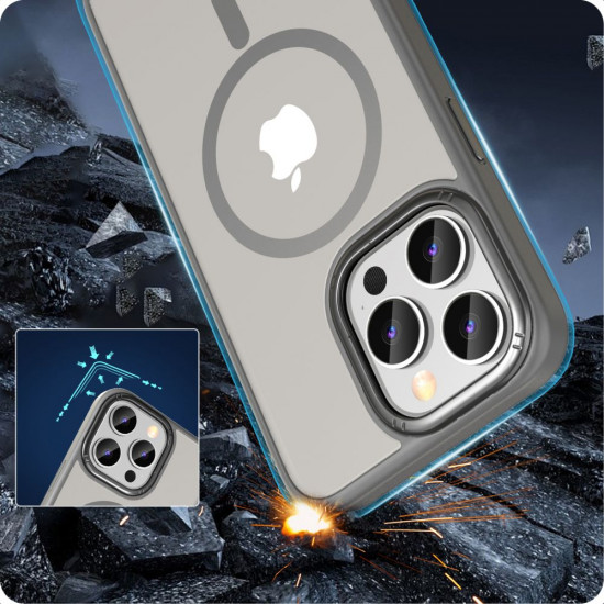 Tech-Protect iPhone 15 Pro Max MagMat 2 - Σκληρή Θήκη με Πλαίσιο Σιλικόνης και MagSafe - Matte Titanium / Ημιδιάφανη