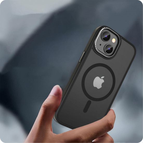 Tech-Protect iPhone 15 MagMat 2 - Σκληρή Θήκη με Πλαίσιο Σιλικόνης και MagSafe - Matte Black / Ημιδιάφανη