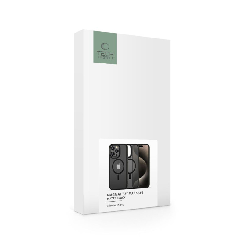 Tech-Protect iPhone 15 Pro MagMat 2 - Σκληρή Θήκη με Πλαίσιο Σιλικόνης και MagSafe - Matte Black / Ημιδιάφανη Tech-Protect iPhone 15 Pro MagMat 2 - Σκληρή Θήκη με Πλαίσιο Σιλικόνης και MagSafe - Matte Black / Ημιδιάφανη