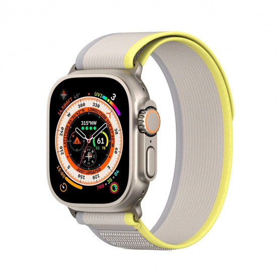 Dux Ducis Λουράκι Apple Watch 2 / 3 / 4 / 5 / 6 / 7 / 8 / 9 / SE - 38 / 40 / 41 mm YJ Version Sport Velcro Λουράκι από Νάυλον - Yellow / Beige