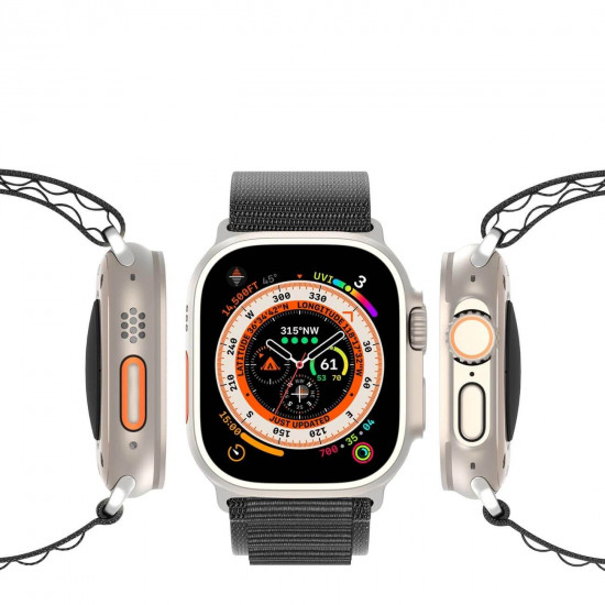 Dux Ducis Λουράκι Apple Watch 2 / 3 / 4 / 5 / 6 / 7 / 8 / 9 / SE - 38 / 40 / 41 mm GS Version Steel Buckle Sport Λουράκι από Νάυλον - Black