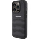 AMG iPhone 15 Pro Max Leather Debossed Lines Σκληρή Θήκη με Πλαίσιο Σιλικόνης και Επένδυση Συνθετικού Δέρματος - Black - AMG00070-0
