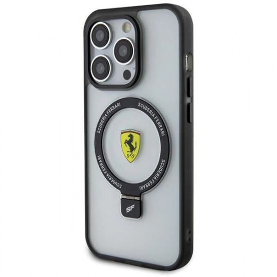 Ferrari iPhone 15 Pro Ring Stand 2023 Collection MagSafe Σκληρή Θήκη με Πλαίσιο Σιλικόνης και Stand / MagSafe - Ημιδιάφανη / Black - FER000609-0