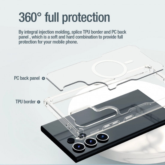 Nillkin Samsung Galaxy S24 Ultra Nature Pro Magnetic - Σκληρή Θήκη με Πλαίσιο Σιλικόνης και MagSafe - Διάφανη / White