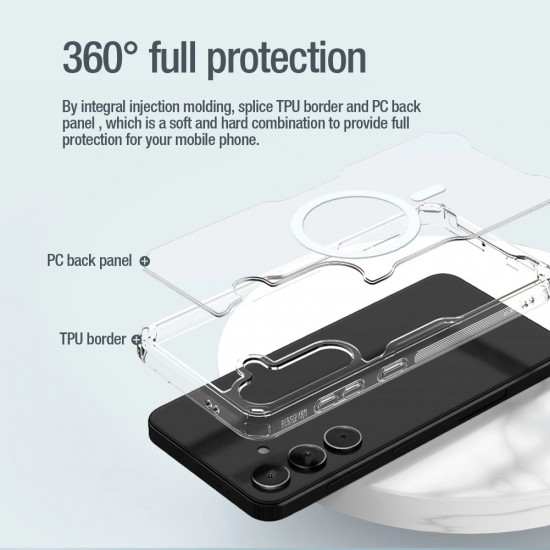 Nillkin Samsung Galaxy S24+ Nature Pro Magnetic - Σκληρή Θήκη με Πλαίσιο Σιλικόνης και MagSafe - Διάφανη / White