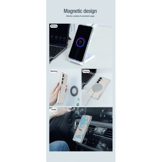 Nillkin Samsung Galaxy S24 Nature Pro Magnetic - Σκληρή Θήκη με Πλαίσιο Σιλικόνης και MagSafe - Διάφανη / White