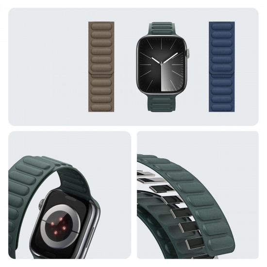 Dux Ducis Λουράκι Apple Watch 2 / 3 / 4 / 5 / 6 / 7 / 8 / 9 / SE / ULTRA / ULTRA 2 - 42 / 44 / 45 / 49 mm Strap BL Μαγνητικό Υφασμάτινο - Green