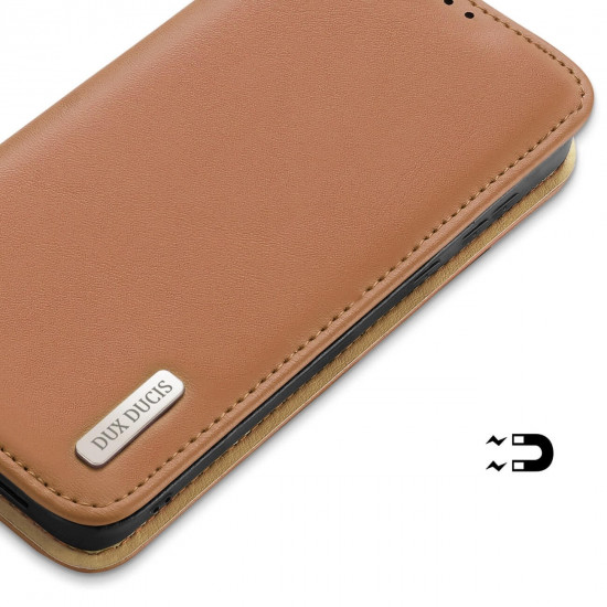 Dux Ducis Samsung Galaxy S24+ Hivo Θήκη Πορτοφόλι Stand από Γνήσιο Δέρμα - Brown