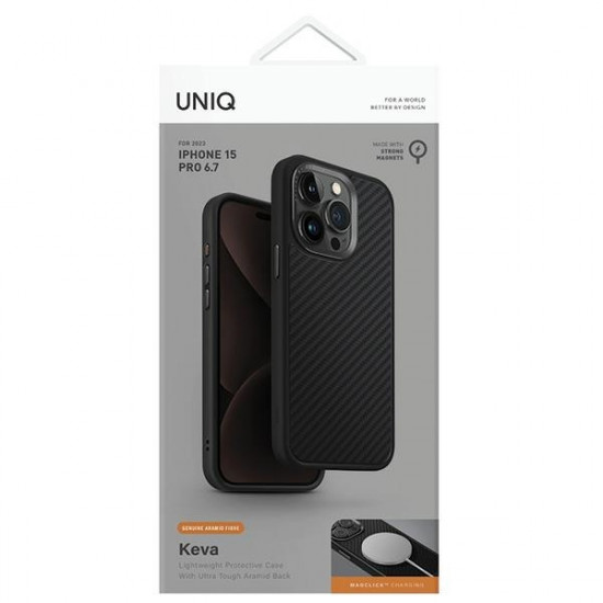 Uniq iPhone 15 Pro Max Keva MagClick Σκληρή Θήκη με Πλαίσιο Σιλικόνης και MagSafe - Black / Carbon Black