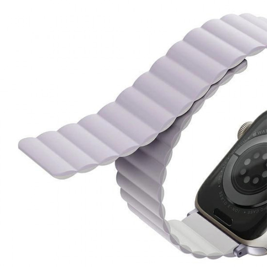 UNIQ Λουράκι Apple Watch 2 / 3 / 4 / 5 / 6 / 7 / 8 / 9 / SE - 38 / 40 / 41 mm Revix Μαγνητικό Σιλικόνης Διπλής Όψης - Lilac / White