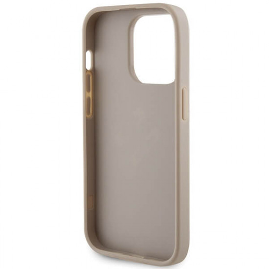 Guess iPhone 15 Pro Max Leather Perforated 4G Glitter Θήκη με Επένδυση Συνθετικού Δέρματος - Gold - GUHCP15XPSP4LGD