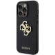 Guess iPhone 15 Pro Max Leather Perforated 4G Glitter Θήκη με Επένδυση Συνθετικού Δέρματος - Black - GUHCP15XPSP4LGK