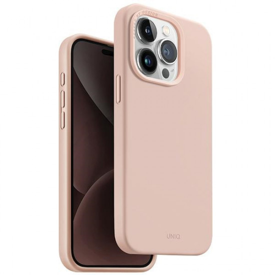 Uniq iPhone 15 Pro Lino Hue Magclick Θήκη Σιλικόνης με MagSafe - Blush Pink