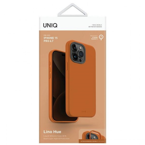 Uniq iPhone 15 Pro Max Lino Hue Magclick Θήκη Σιλικόνης με MagSafe - Sunset Orange