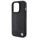BMW iPhone 15 Pro Max Leather Hot Stamp Σκληρή Θήκη με Επένδυση Γνήσιου Δέρματος και Πλαίσιο Σιλικόνης - Black