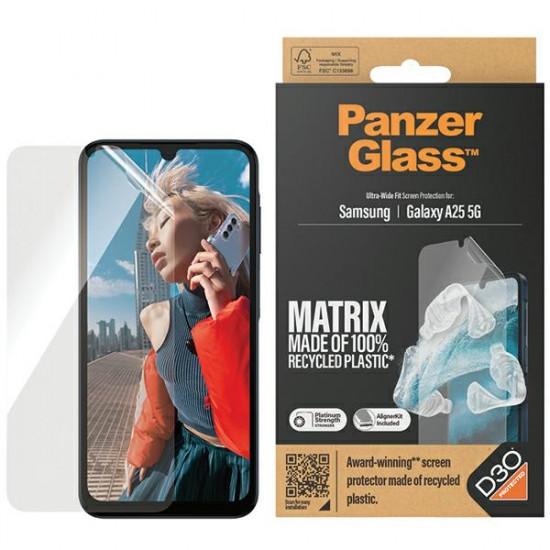 PanzerGlass Samsung Galaxy A25 5G Ultra-Wide Fit Matrix D3O Easy Aligner Προστατευτική Mεμβράνη Οθόνης - Clear
