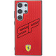 Ferrari Samsung Galaxy S24 Ultra Big SF Perforated Σκληρή Θήκη με Πλαίσιο Σιλικόνης και Επένδυση Συνθετικού Δέρματος - Red - FEHCS24LPINR