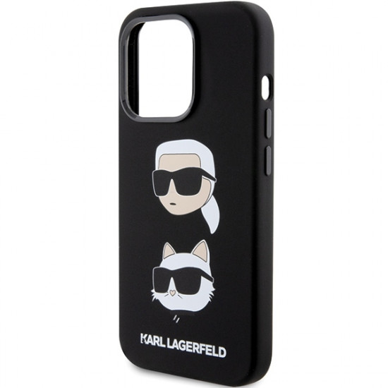 Karl Lagerfeld iPhone 15 Pro Silicone Karl and Choupette Head Σκληρή Θήκη με Πλαίσιο Σιλικόνης - Black - KLHCP15LSDHKCNK