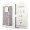 Guess iPhone 15 Pro - 4G Printed Stripes MagSafe Θήκη με Επένδυση Συνθετικού Δέρματος - Pink - GUHMP15LP4RPSP