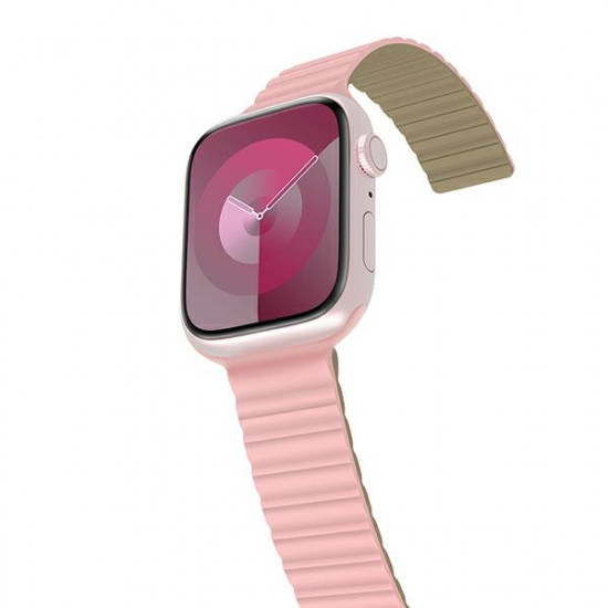 Araree Λουράκι Apple Watch 2 / 3 / 4 / 5 / 6 / 7 / 8 / 9 / SE / ULTRA / ULTRA 2 - 42 / 44 / 45 / 49 mm Silicone Link Μαγνητικό Σιλικόνης - Pink / Khaki
