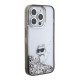 Karl Lagerfeld iPhone 15 Pro Max - Liquid Glitter Choupette Σκληρή Θήκη με Πλαίσιο Σιλικόνης - Διάφανη / KLHCP15XLKCNSK