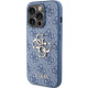 Guess iPhone 15 Pro Max - 4G Big Metal Logo Θήκη με Επένδυση Συνθετικού Δέρματος - Blue - GUHCP15X4GMGBL