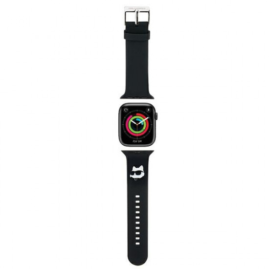 Karl Lagerfeld Λουράκι Apple Watch 2 / 3 / 4 / 5 / 6 / 7 / 8 / 9 / SE / ULTRA / ULTRA 2 - 42 / 44 / 45 / 49 mm 3D Rubber Choupette Head Λουράκι Σιλικόνης - Black - KLAWLSLCNK