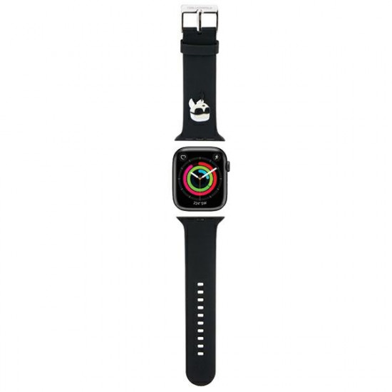 Karl Lagerfeld Λουράκι Apple Watch 2 / 3 / 4 / 5 / 6 / 7 / 8 / 9 / SE / ULTRA / ULTRA 2 - 42 / 44 / 45 / 49 mm 3D Rubber Karl Head Λουράκι Σιλικόνης - Black - KLAWLSLKNK