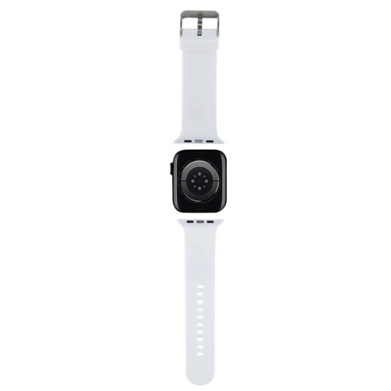 Karl Lagerfeld Λουράκι Apple Watch 2 / 3 / 4 / 5 / 6 / 7 / 8 / 9 / SE - 38 / 40 / 41 mm 3D Rubber Choupette Head Λουράκι Σιλικόνης - White - KLAWMSLCNH