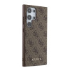 Guess Samsung Galaxy S24 Ultra - 4G Metal Gold Logo Σκληρή Θήκη με Επένδυση Συνθετικού Δέρματος - Brown - GUHCS24LG4GFBR