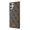 Guess Samsung Galaxy S24 Ultra - 4G Metal Gold Logo Σκληρή Θήκη με Επένδυση Συνθετικού Δέρματος - Brown - GUHCS24LG4GFBR