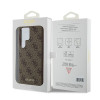 Guess Samsung Galaxy S24 Ultra - 4G Metal Gold Logo Σκληρή Θήκη με Επένδυση Συνθετικού Δέρματος - Brown - GUHCS24LG4GFBR