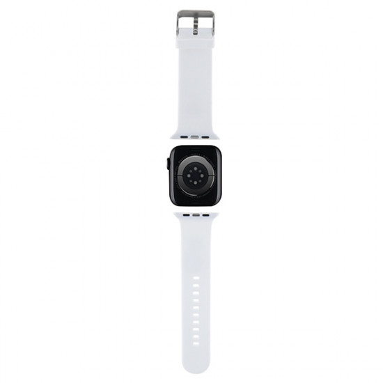 Karl Lagerfeld Λουράκι Apple Watch 4 / 5 / 6 / 7 / 8 / 9 / SE - 38 / 40 / 41 mm 3D Rubber Karl Head Λουράκι Σιλικόνης - White - KLAWMSLKNH