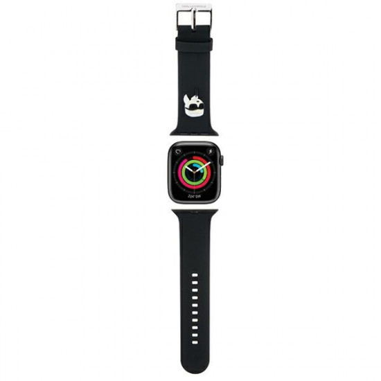 Karl Lagerfeld Λουράκι Apple Watch 4 / 5 / 6 / 7 / 8 / 9 / SE - 38 / 40 / 41 mm 3D Rubber Karl Head Λουράκι Σιλικόνης - Black - KLAWMSLKNK