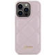 Guess iPhone 15 Pro Max - Quilted Metal Logo Θήκη με Επένδυση Συνθετικού Δέρματος - Pink - GUHCP15XPSQSQSP
